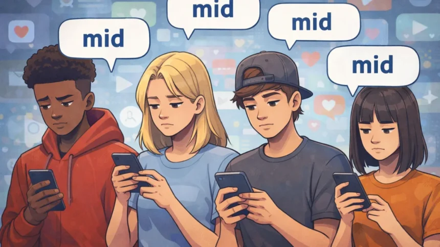 Young users reacting to online trends using slang like mid
