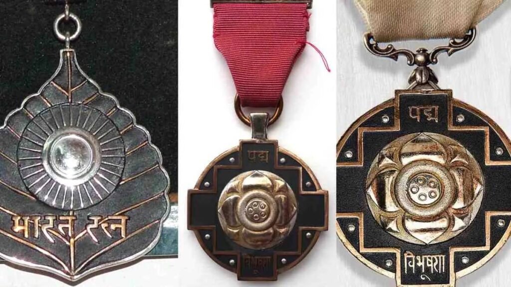 Recipient receiving an Indian civilian award for exceptional contribution to society.